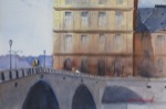 cityscape, landscape, urban, city, louvre, paris, france, oberst, original watercolor painting